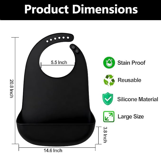 Silicone Adult Bib, Adjustable and Washable Bib - Image 4