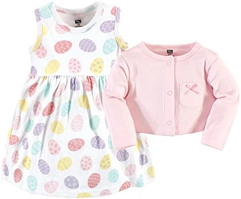 Hudson Baby Infant and Toddler Girls Cotton Dress and Cardigan Set - Image 3