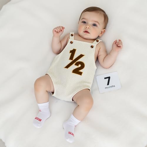 Honganda Baby Boy 1/2 Birthday Outfit Half Way to One Cake Smash Romper - Image 2