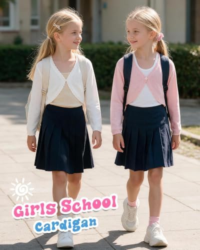 Girls Cardigan, Girls Bolero Shrug Sweater, Kids Knit Hollow Out Long Sleeve - Image 5