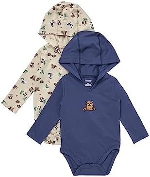 Hanes Baby Pure Comfort Long Sleeve Hoodie Bodysuits, Infant Bodysuits by Hanes
