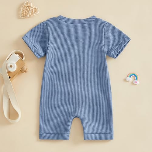 allshope Newborn Baby Boy Summer Outfit Romper Letter Embroidery Short Sleeve - Image 7