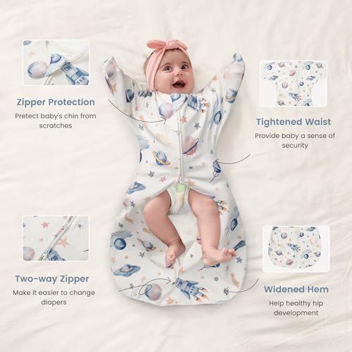 ZIGJOY Swaddle Sleep Sack 6-12 Months, 1.0 Tog Cotton Baby Swaddle Blanket - Image 3