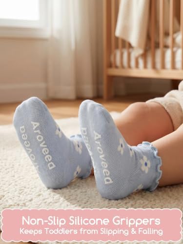 Aroveea Toddler Socks Non Slip Grip Ankle Baby 12 Pack - Image 2