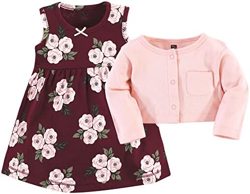 Hudson Baby Infant and Toddler Girls Cotton Dress and Cardigan Set - Image 3