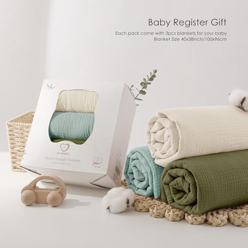 Bearmoss Muslin Swaddle Blankets, 40 x 38 inches Baby Swaddle - Image 6