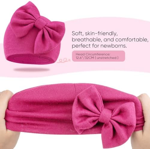 Newborn Baby Hats and Mittens Set Infant Bow Beanie Cap Toddler Gloves Newborn - Image 4