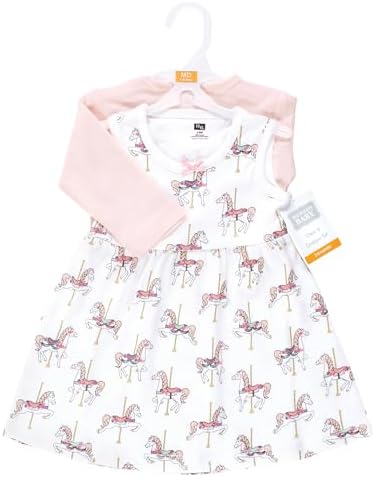 Hudson Baby Infant and Toddler Girls Cotton Dress and Cardigan Set - Image 2