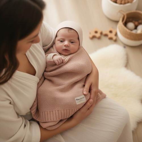 100% Organic Cotton Heritage Knit Textured Baby Quilt Blanket - Image 6