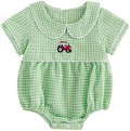 Baby Boy Girl Bubble Romper Short Sleeve Collar Summer Bodysuit by Merqwadd