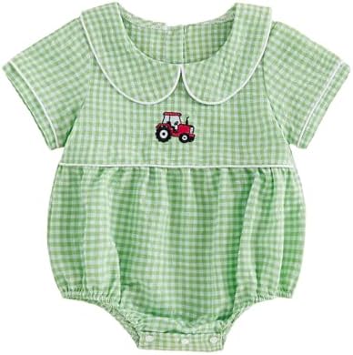 Baby Boy Girl Bubble Romper Short Sleeve Collar Summer Bodysuit by Merqwadd