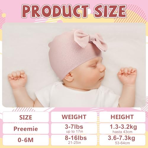 Cuffbow 4 Pcs Preemie Hats Baby Cap - Image 2