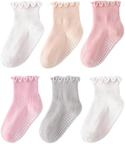 HONGTEYA 6 Pairs Toddler Ruffle Socks by HONGTEYA
