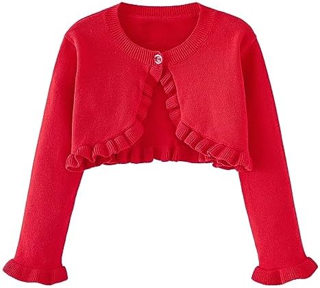 Toddler Girls Cardigan Sweater Bolero Shrug Baby Kids Long Sleeve Cropped Dress by Miccina