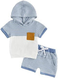 Toddler Baby Boy Hooded Dinosaur Summer Outfit Funny T-Shirt Shorts Set by LIOMENGZI