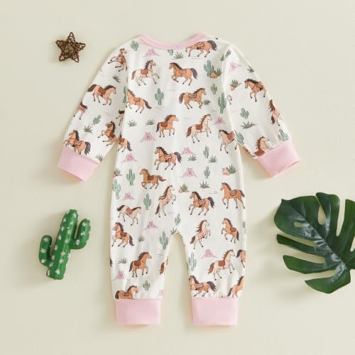 Western Baby Cowboy Clothes Neutral Zipped Fall Romper Outfit - Image 4