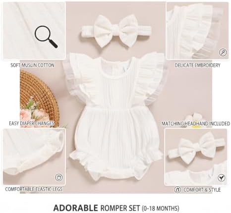 TITKKOP Ruffle Bubble Romper for Baby Girl | One-Piece Shorts Jumpsuit | Summer - Image 6