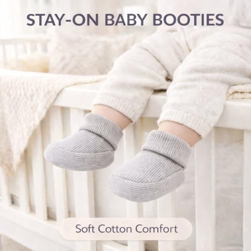 CEOBABY Baby Booties 0–3 Months, Newborn Shoes, Soft Cotton Infant Bootie Socks - Image 4