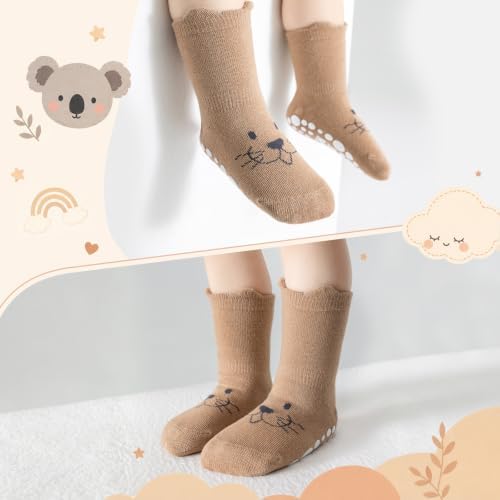 Toddler Grip Socks, 5 Pairs, Cotton Crew - Image 2
