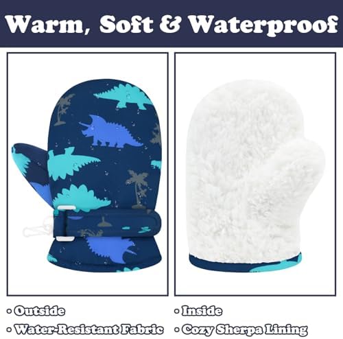 Sarfel Toddler Mittens Waterproof Toddler Gloves Baby Winter Mittens Toddler - Image 2