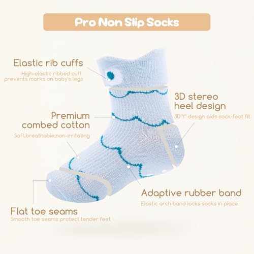 Aroveea Toddler Socks Non Slip Grip Ankle Baby 12 Pack - Image 4