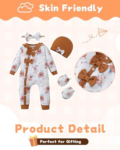 Mikrdoo Newborn Baby Girl Clothes Long Sleeve Romper - Image 3