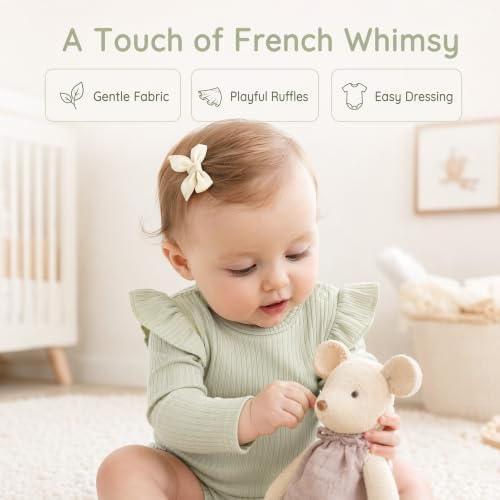 Baby Girl Knit Ruffle Outfit Clothes Ribbed 100% Organic Cotton Solid Color - Image 5