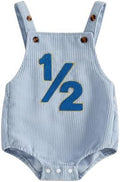 Honganda Baby Boy 1/2 Birthday Outfit Half Way to One Cake Smash Romper by Honganda