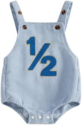 Honganda Baby Boy 1/2 Birthday Outfit Half Way to One Cake Smash Romper by Honganda