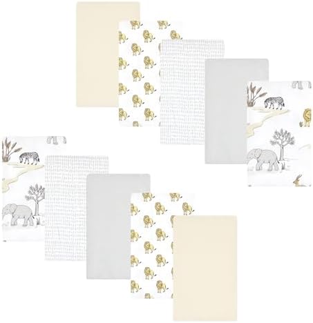 Luvable Friends Hudson Baby Flannel Burp Cloths 10pk, Wild Safari World by Luvable+Friends