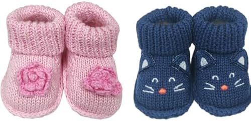2 pairs Cute Knit Animal Baby Booties by Unknown