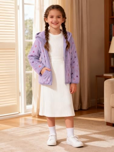 Toddler Baby Girl Fleece Jackets Fall Clothes Hooded Zip Fuzzy Coats - Image 2