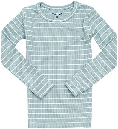 AVAUMA Stripe Pattern Baby Boys Girls Pajama Set Kids Toddler Snug fit Ribbed - Image 3
