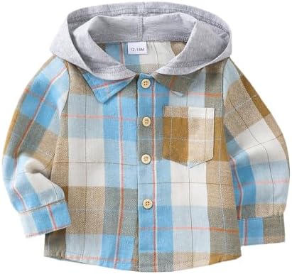 Toddler Baby Boy Long Sleeve Shirt Flannel Buffalo Plaid Shirts Button Down by KimiBear