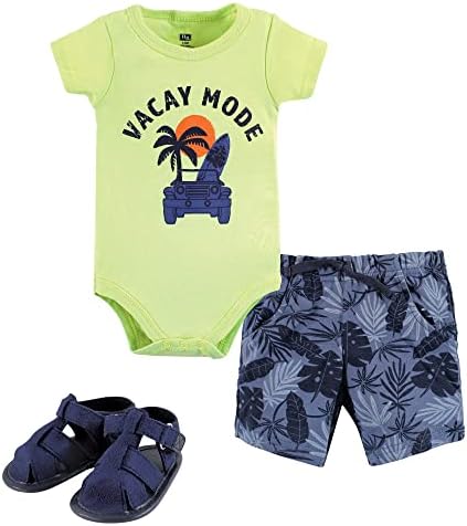Hudson Baby Unisex Baby Cotton Bodysuit, Shorts and Shoe Set by HudsonBaby