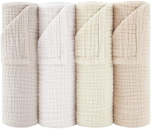 Susurration Muslin Burp Cloths 24x24 Inches Ultra Soft 100% Cotton | 4 Pack by Susurration