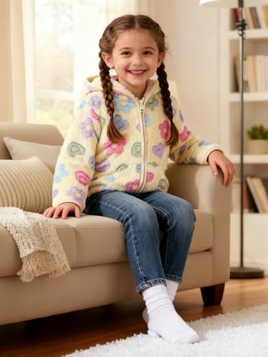 Toddler Baby Girl Fleece Jackets Fall Clothes Hooded Zip Fuzzy Coats - Image 2