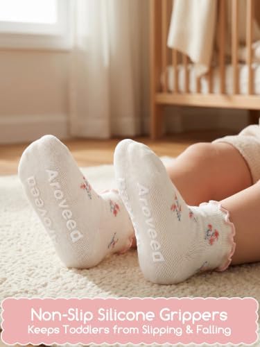 Aroveea Toddler Socks Non Slip Grip Ankle Baby 12 Pack - Image 3