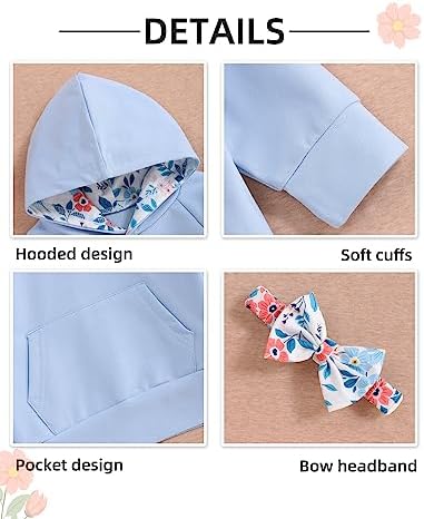 oklady Baby Girl Clothes, Hoodie Tops Floral Pant - Image 3