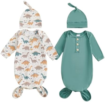 2-Pack Baby Sleeper knotted Gown Boy Girl Nightgown by Merqwadd