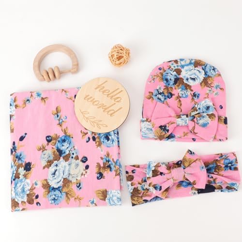 DRESHOW BQUBO Baby Girl Newborn Floral Receiving Blankets - Image 4