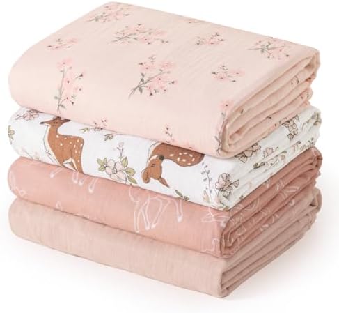 david's kids 4 Pack Baby Muslin Swaddle Blankets, 100% Cotton and Ultra Soft by davidskids