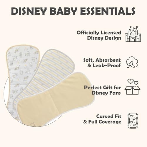Disney Baby Burp Cloths 3-Pack – Mickey Mouse and Minnie Mouse Soft Absorbent - Image 6