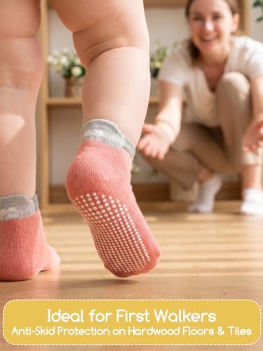 Aroveea Toddler Socks Non Slip Grip Ankle Baby 12 Pack - Image 2