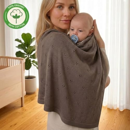 Receiving Blankets, 100% Organic Cotton Knit, Newborn Baby Swaddle | - Image 6