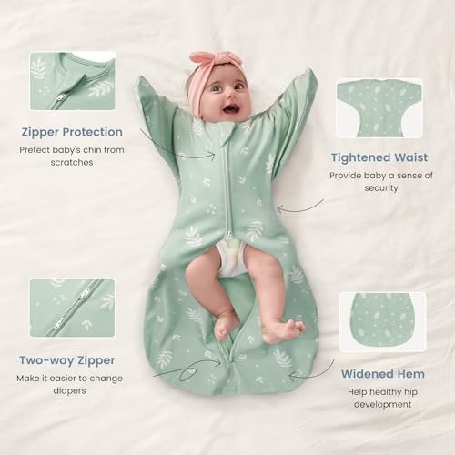 ZIGJOY Swaddle Sleep Sack 6-12 Months, 1.0 Tog Cotton Baby Swaddle Blanket - Image 3