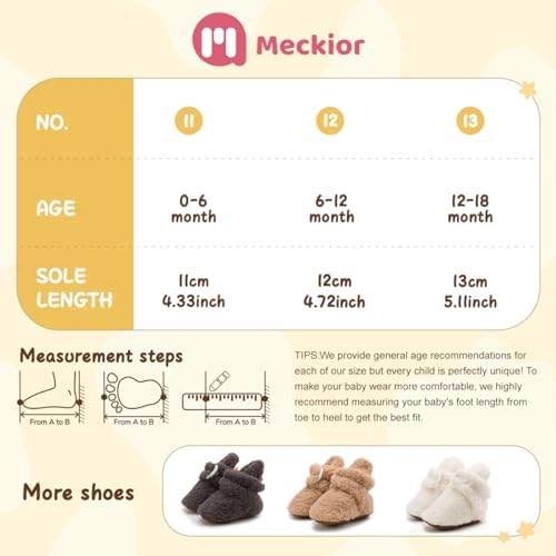 Meckior Newborn Infant Baby Girls Boys Warm Fleece Winter Booties First Walkers - Image 6