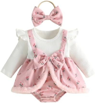 FYBITBO Newborn Baby Girl Clothes Floral Romper Dress Infant Bodysuit 0-12M by FYBITBO