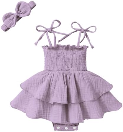 YOUNGER TREE Baby Girl Clothes Infant Summer Romper Dress Sleeveless Bodysuit by YOUNGERTREE