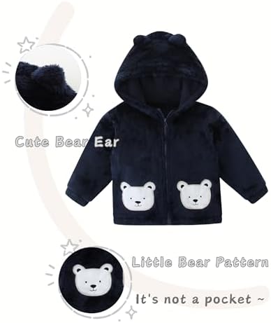 Unisex Baby Fleece Jacket Winter Sherpa Lined Hoodie - Image 3